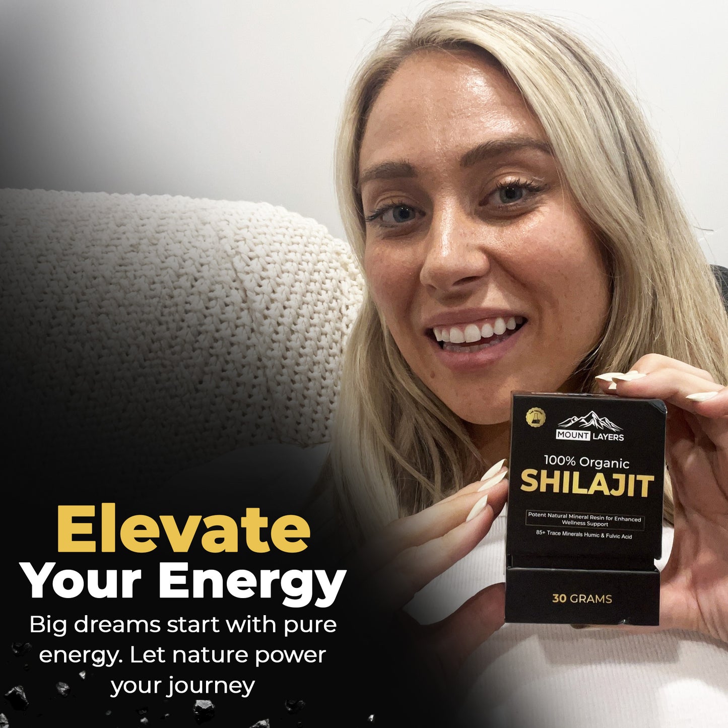 Original Himalayan Shilajit for Men & Women with 85+ Trace Minerals - Health & Wellness - 60 Servings - 30g Jar Mount Layers