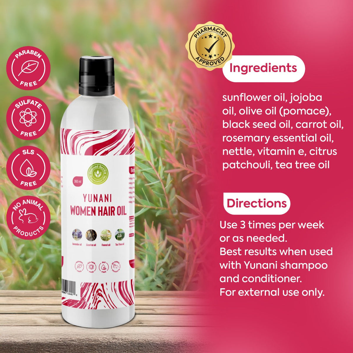 Yunani Women's Hair Oil Yunani Herbs