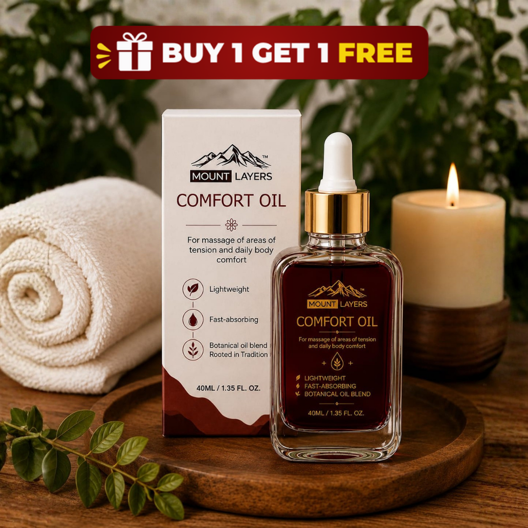 Botanical Comfort Oil Relaxing Full Body Massage Oil for Muscle & Joint Pain Relief, Neck Pain, Shoulder Pain, Back Pain, Knee Pain & Foot Pain Relief Mount Layers