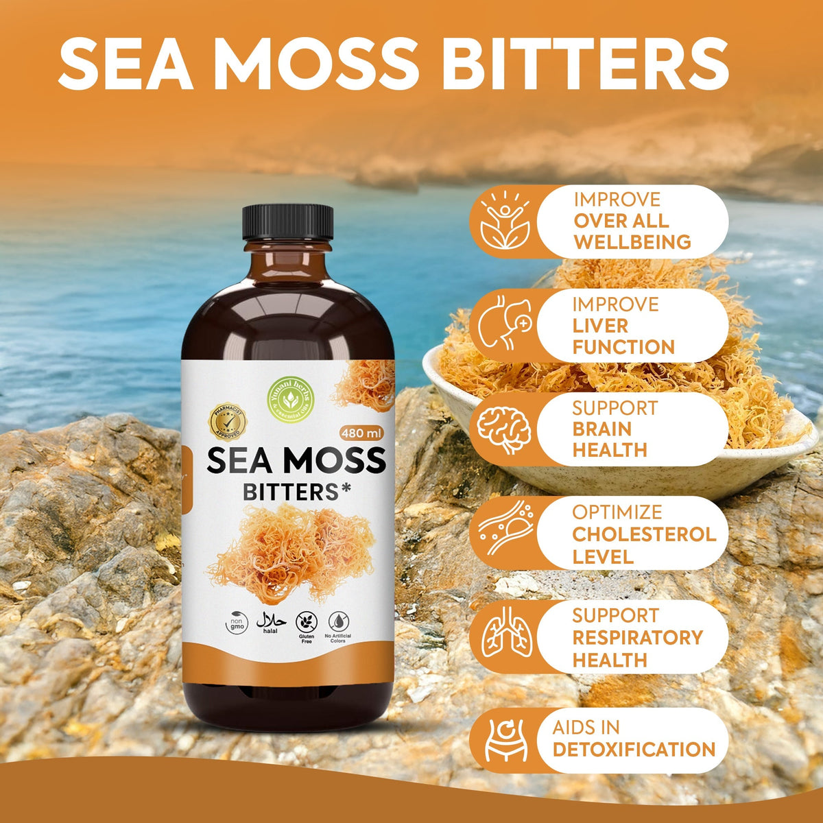 Sea Moss Bitters 480 mls Yunani Herbs