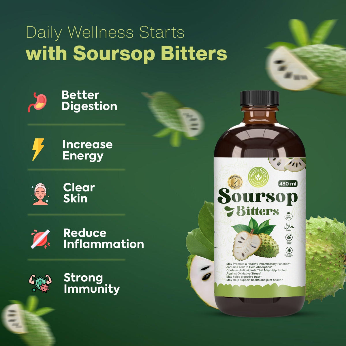 Soursop Bitters 480 mls Yunani Herbs
