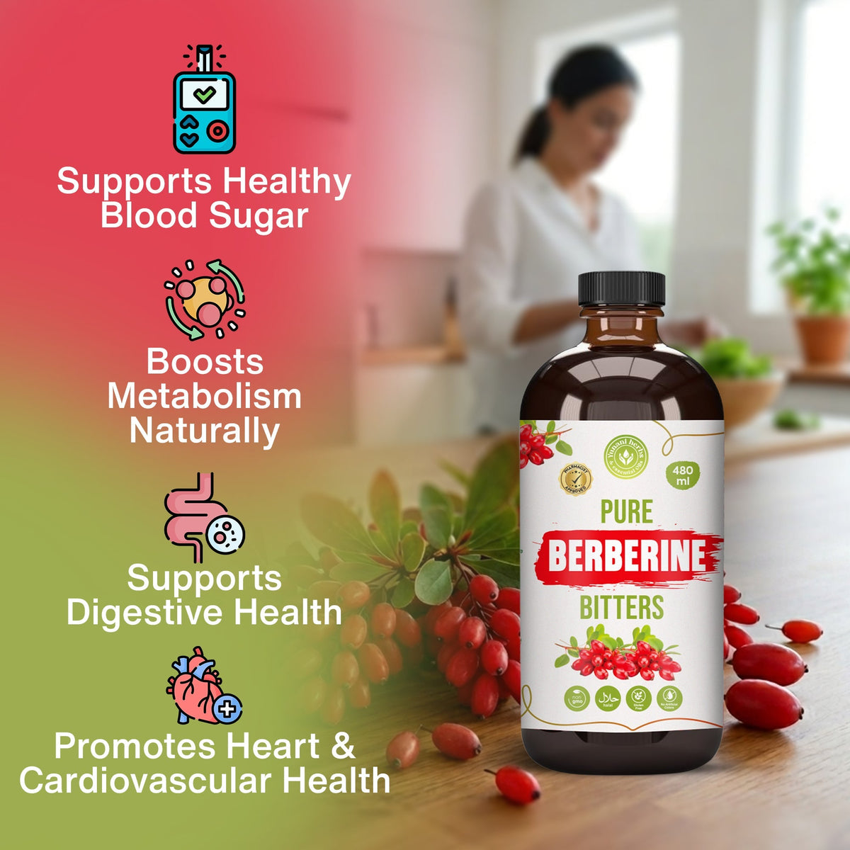 Pure Berberine Bitters 480 mls Yunani Herbs