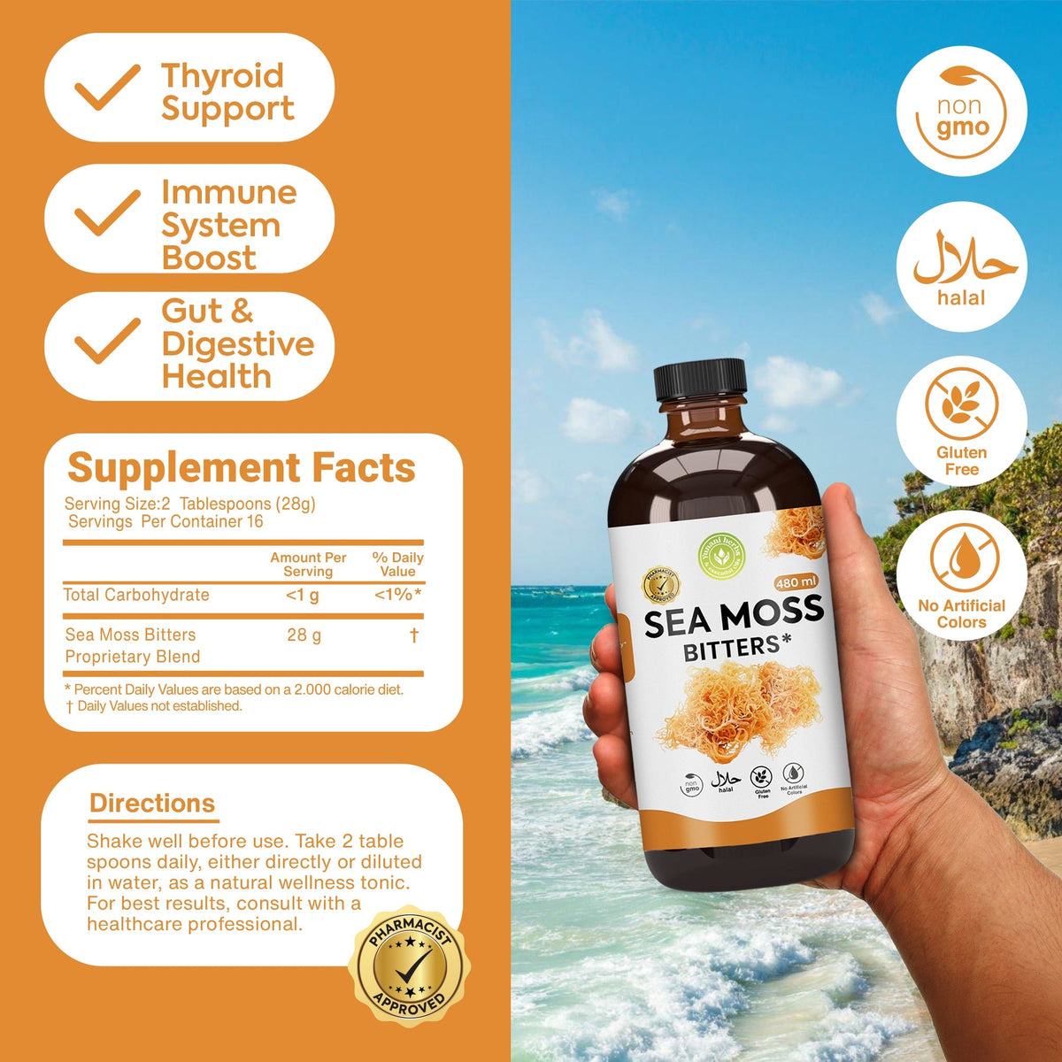 Sea Moss Bitters 480 mls Yunani Herbs