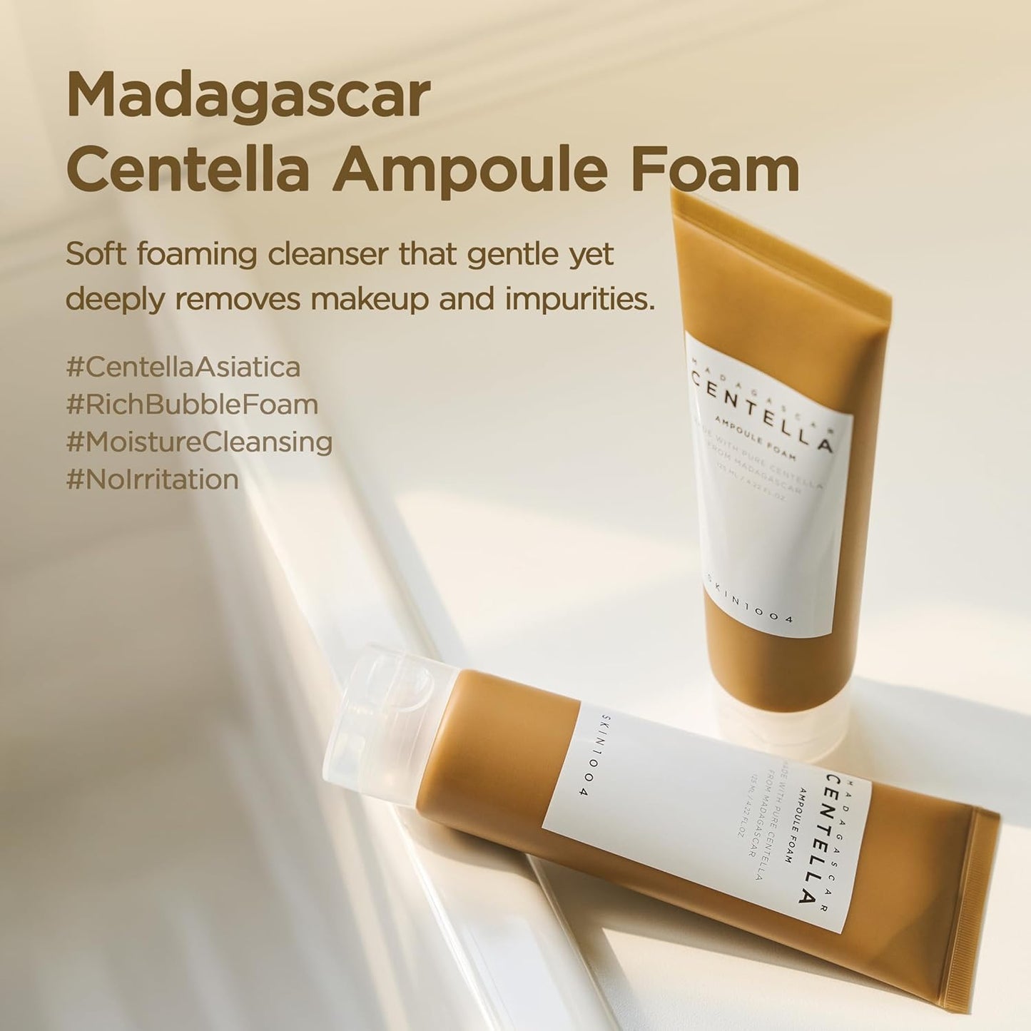 SKIN1004 Madagascar Centella Ampoule Foam Cleanser Gentle Korean Face Wash & Makeup Remover (125ml) Mount Layers