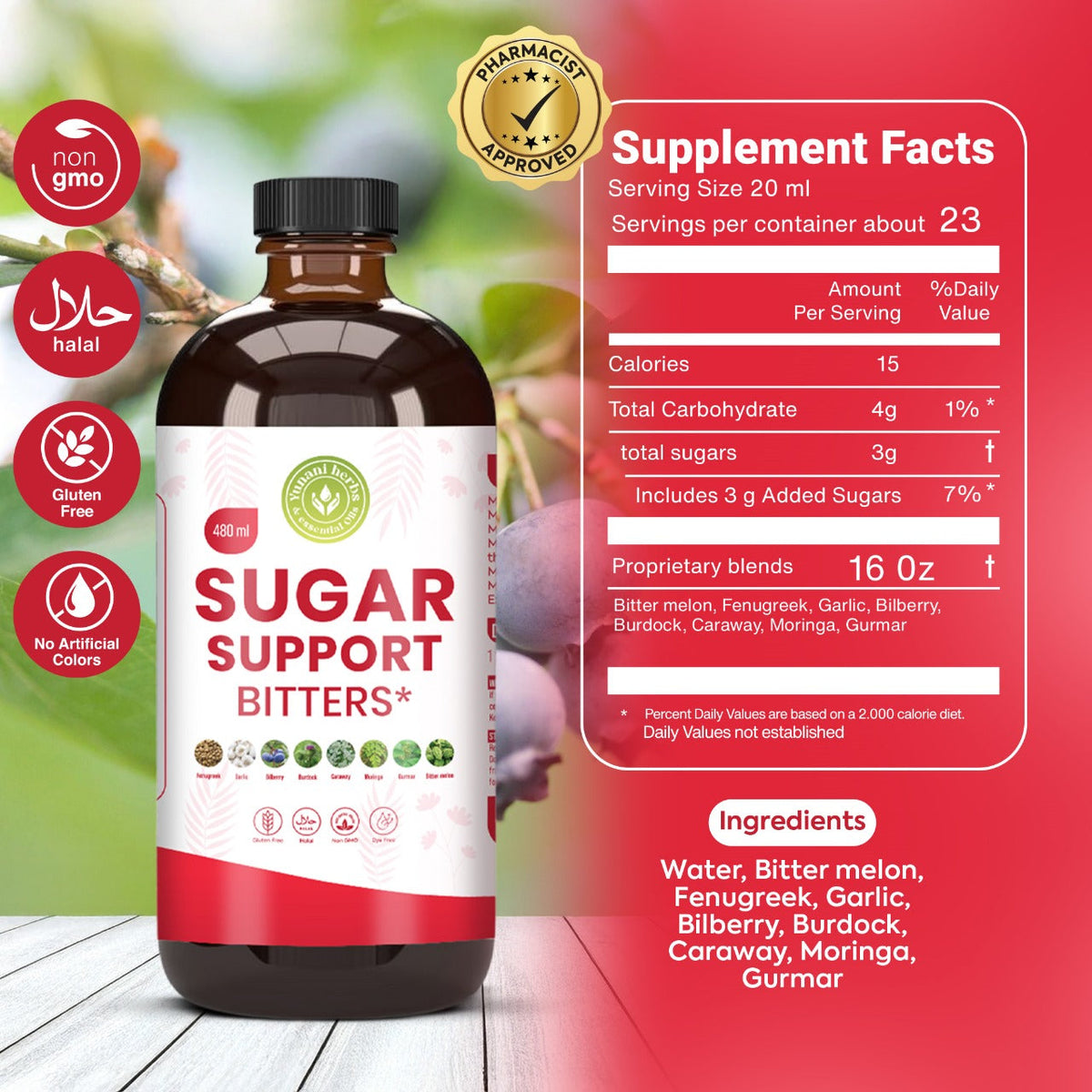 Yunani Herbs - Sugar Support Bitters for diabetes Yunani Herbs