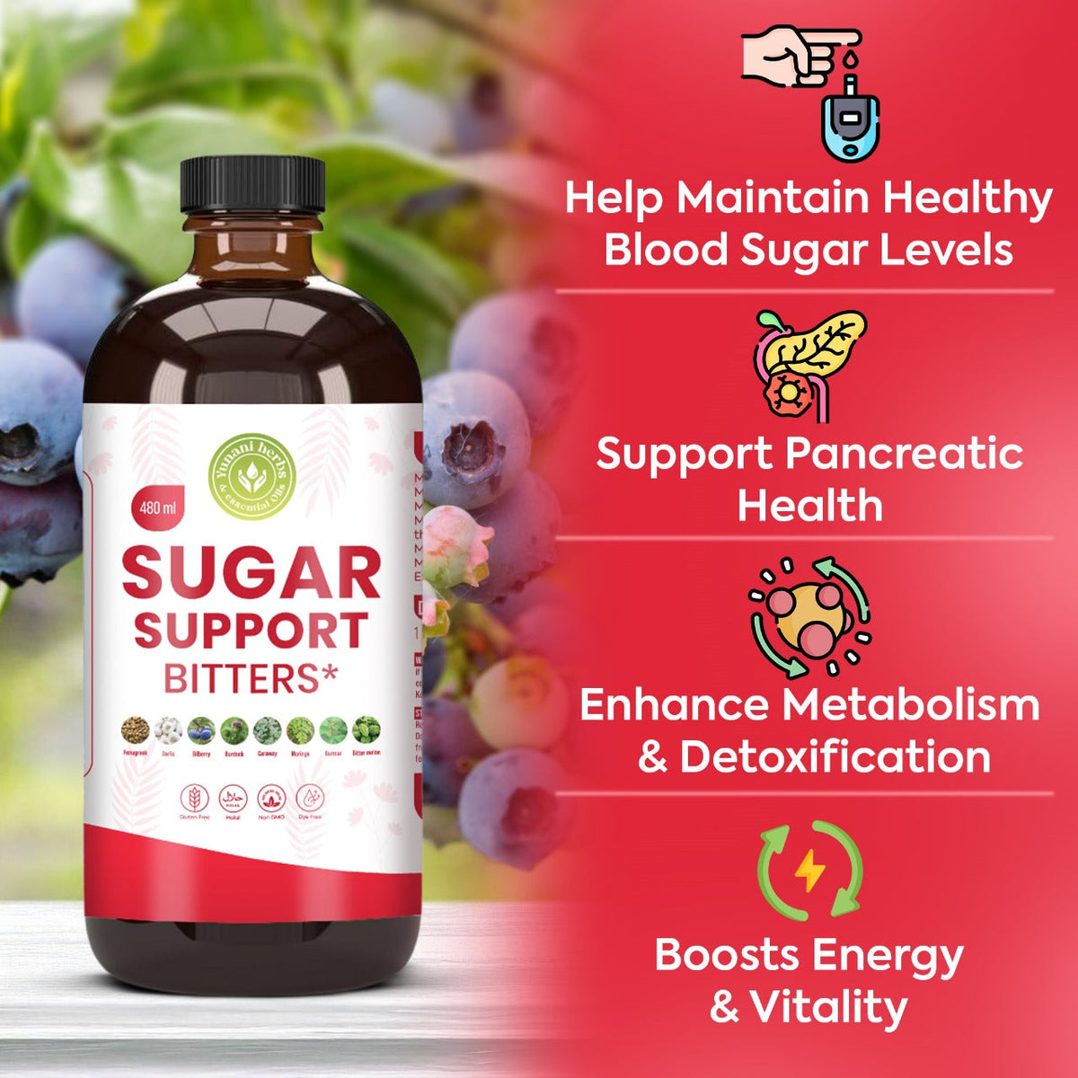 Yunani Herbs - Sugar Support Bitters for diabetes Yunani Herbs