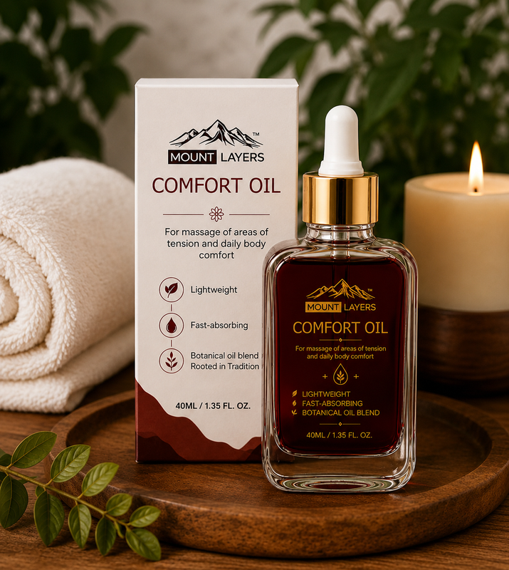 Botanical Comfort Oil Relaxing Full Body Massage Oil for Muscle & Joint Pain Relief, Neck Pain, Shoulder Pain, Back Pain, Knee Pain & Foot Pain Relief Mount Layers